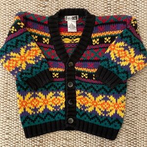VNTG BabyGap Multi-Color Chunky Cotton V-Neck Cardigan Sweater UNISEX 12-18 mo